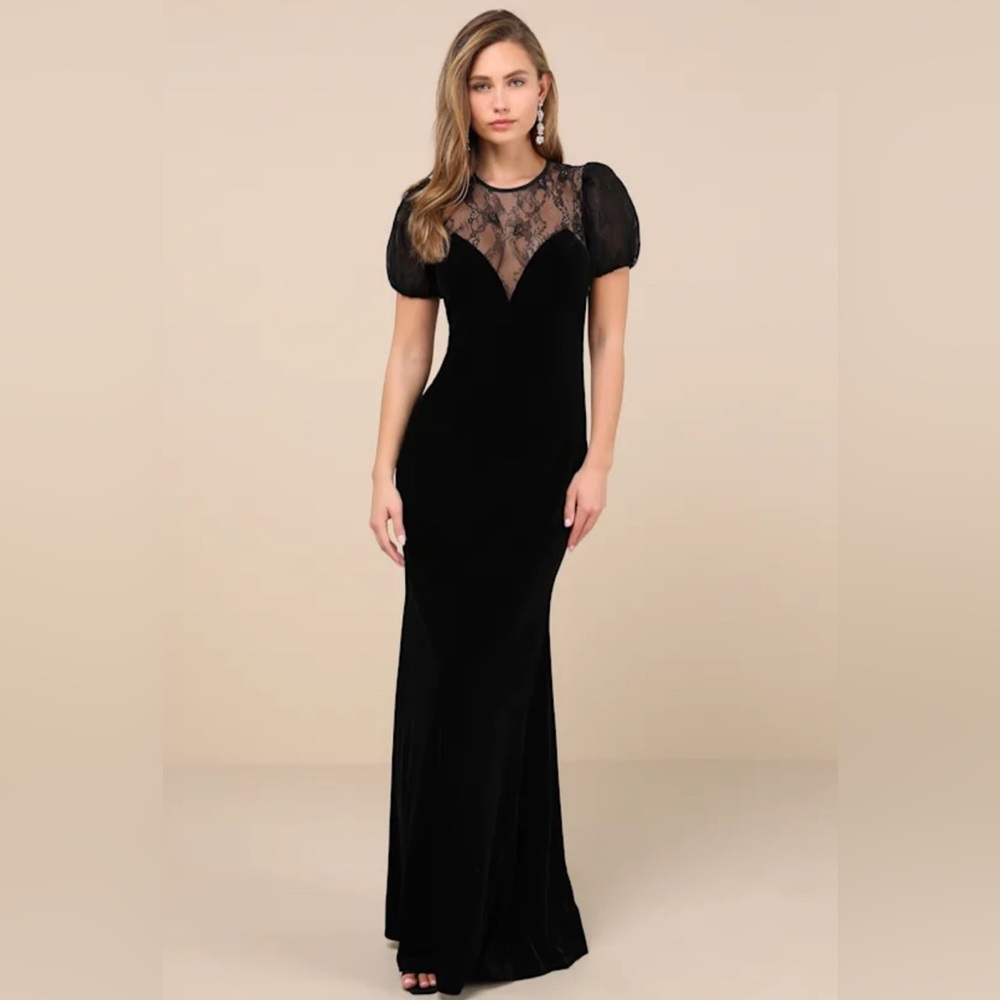 Lulu's Black Puff Sleeve Dress